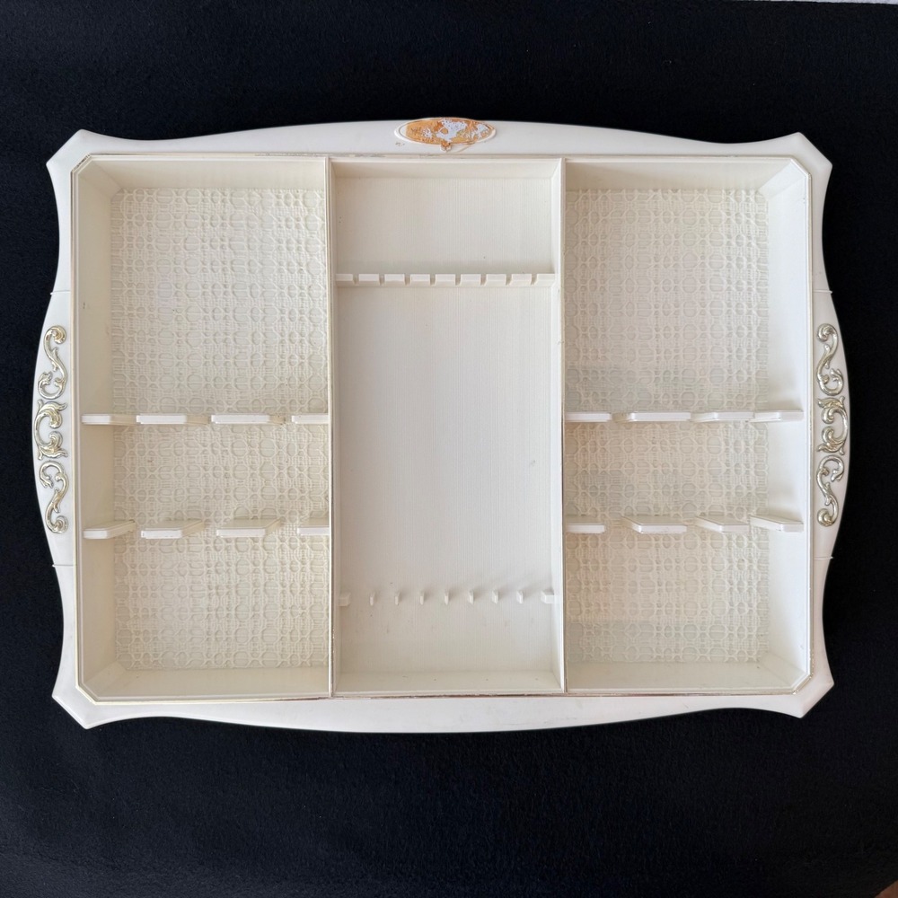 Vintage Oneida Flatware Storage Tray Insert Cream Gold Silverware Organizer‎